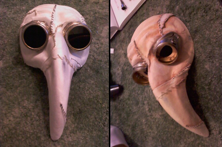 Goggles applied to mask, and then dyed.